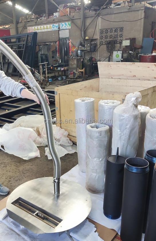 Chemin de chauffage Table ronde en acier au carbone de style européen Meubles de luxe de haute qualité Noir Art en verre moderne rotatif 8