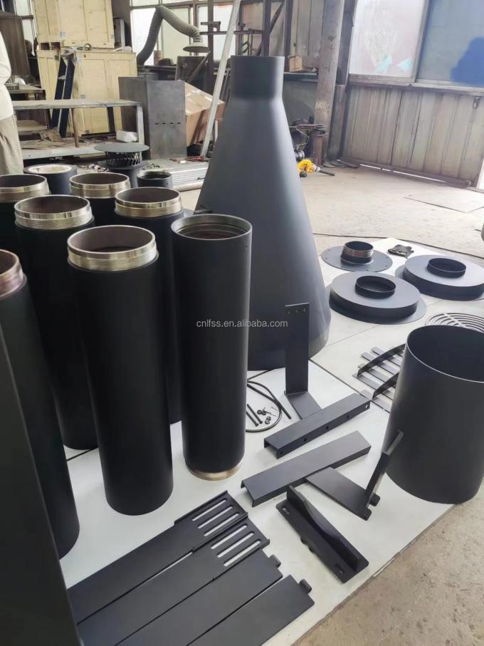 Chemin de chauffage Table ronde en acier au carbone de style européen Meubles de luxe de haute qualité Noir Art en verre moderne rotatif 0