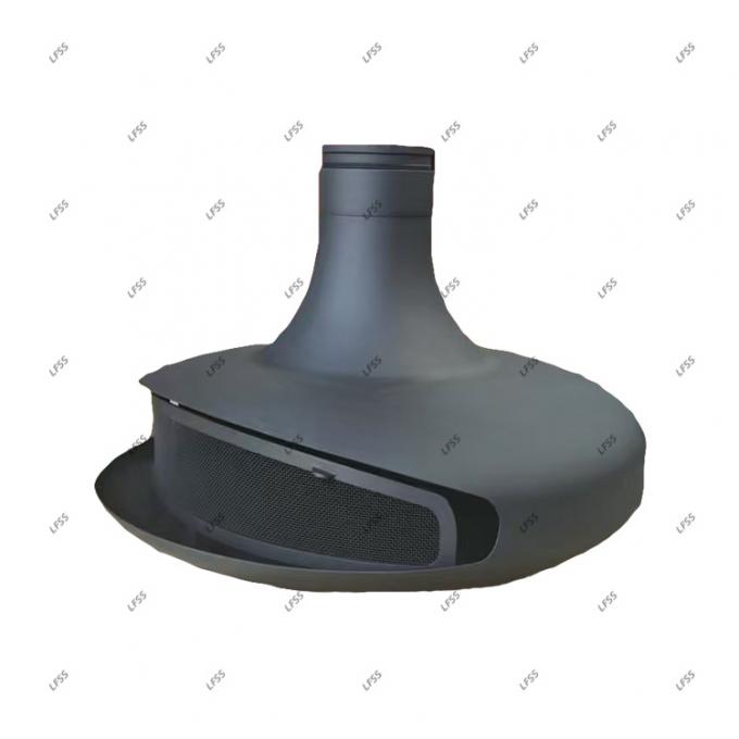 Bois suspendu noir, foyer brûlant, cheminée de toit, intérieur, acier, sur mesure 22