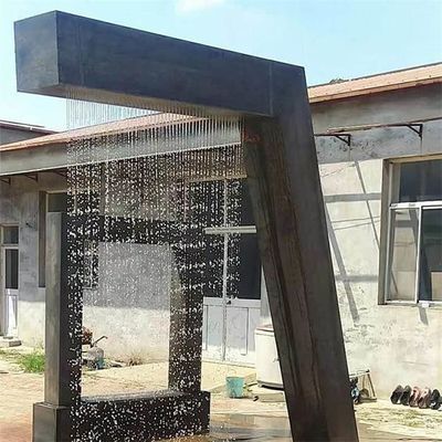 Corten Steel Rain Curtain Waterfall Decorative Outdoor Waterscape