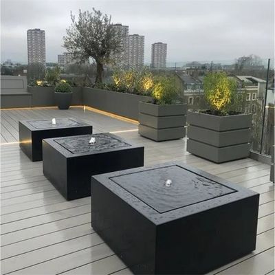 800mm Powder Coated Metal Square Garden Fountains Steel