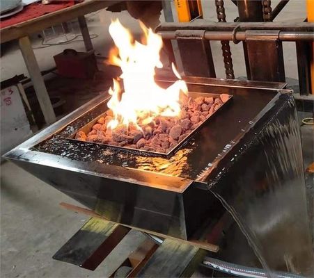 Corten Steel Gas Fire Water Bowl Water Features Swimming Pool