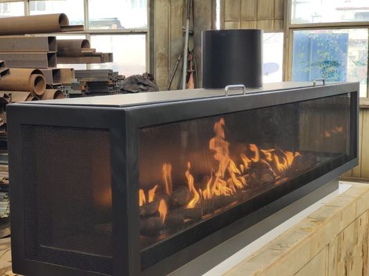 Gas Fireplaces European Black Matte Carbon Propane Steel Three-sided