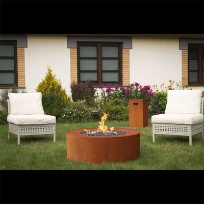 Corten Steel Round Fire Pit Table 95cm Portable Freestanding Gas Propane