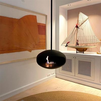 Bioethanol fireplace Modern Black Roof Mounted Cocoon Hanging Suspended Ethanol