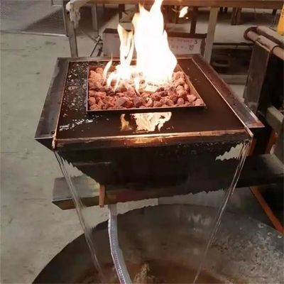 Corten Steel Gas Fire Water Bowl Water Features Swimming Pool