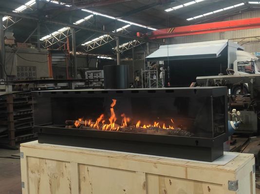 Gas Fireplaces European Black Matte Carbon Propane Steel Three-sided