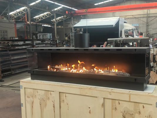 Gas Fireplaces European Black Matte Carbon Propane Steel Three-sided