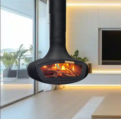 contemporary indoor hanging fireplace carbon steel suspended stove wood burning stove for hotels